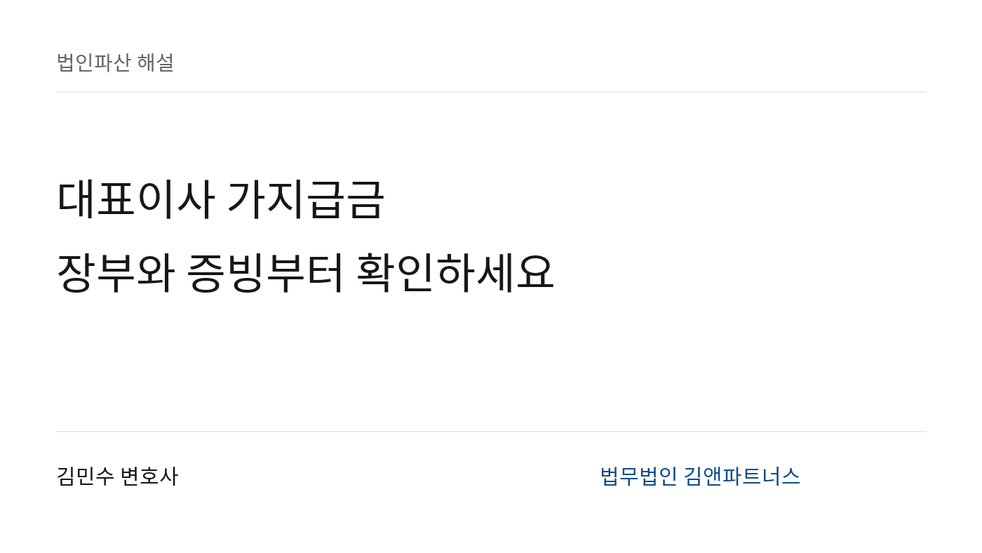 대표이사 가지급금 · 장부와 증빙부터 확인하세요